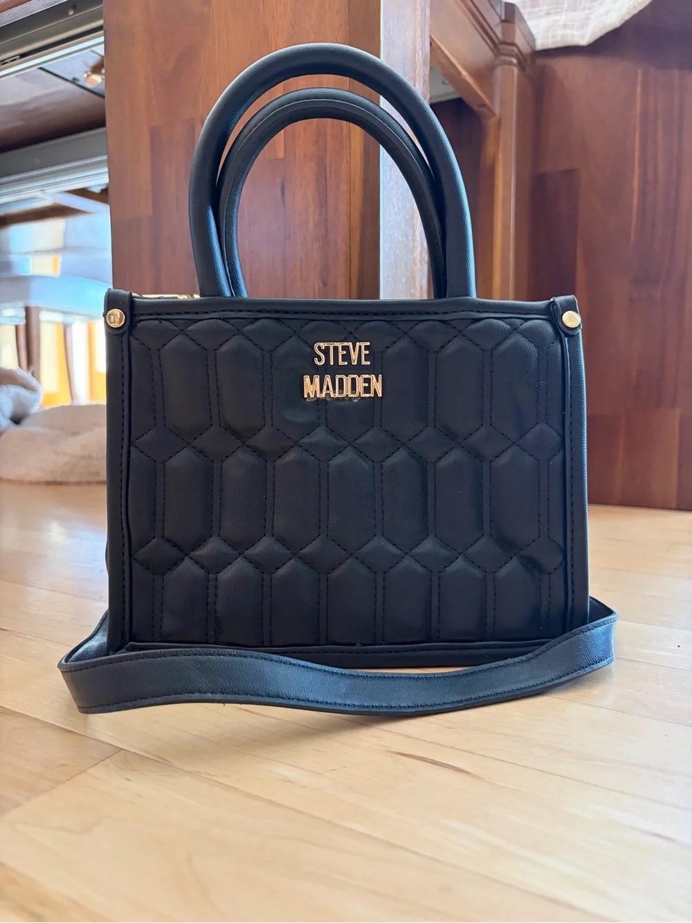 Steve Madden Bniko Quilted Crossbody Bag w/ Gold Logo